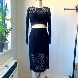 NWOT tags Free People black lace crop top set